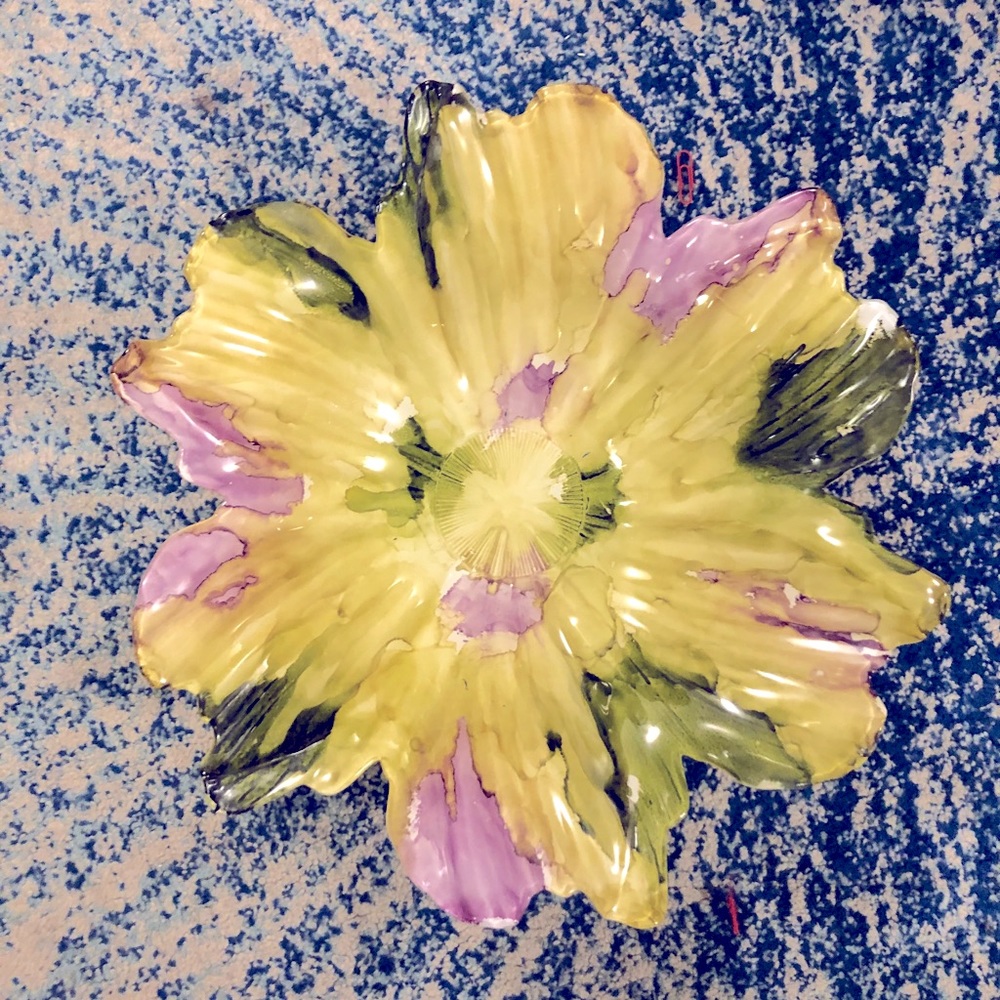 SOLD Artful flower decorative glass bowl: Pier One